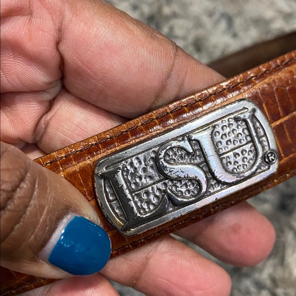 Brown Leather Belt with LSU Silver Buckle sz 42 - Picture 2 of 10